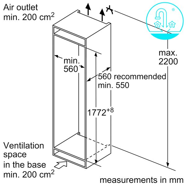 Bản vẽ kỹ thuật tủ lạnh Bosch KIS87AF30