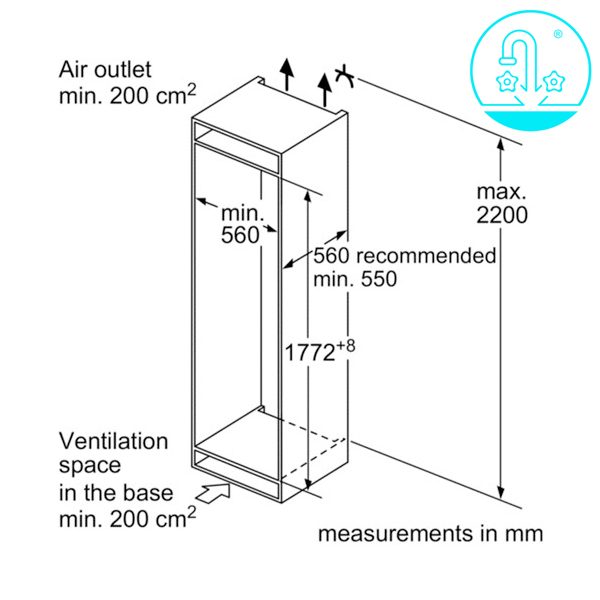 Bản vẽ lắp đặt tủ lạnh Bosch KIS87AF30T